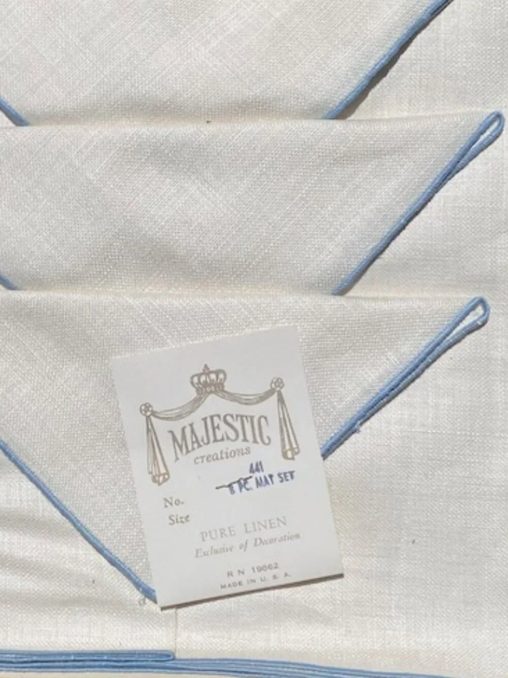 Vintage/Antique Linen Placemats and Napkins, New Old Stock, In Original Box